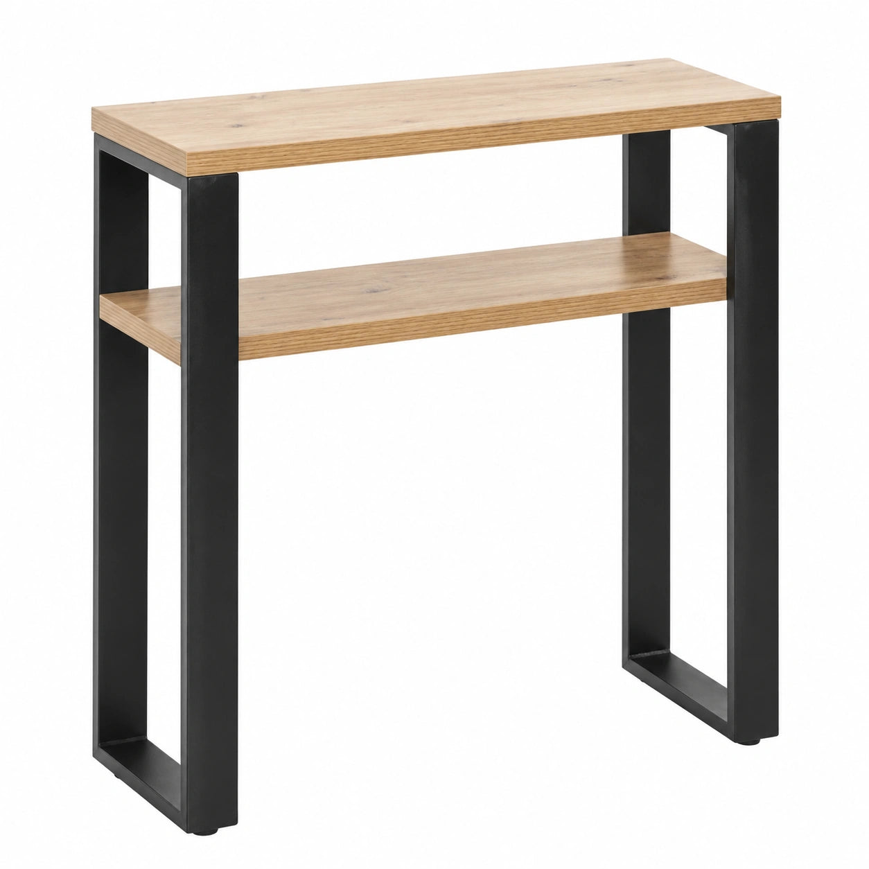 Table console, en chêne et panneaux de bois, coloris noir, pour l’entrée ou le salon