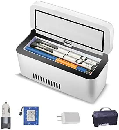 Mini Frigo USB Mini Frigo Medical Mini Réfrigérateur De Voiture Réfrigérateur à Insuline Boîte à Insuline – gris