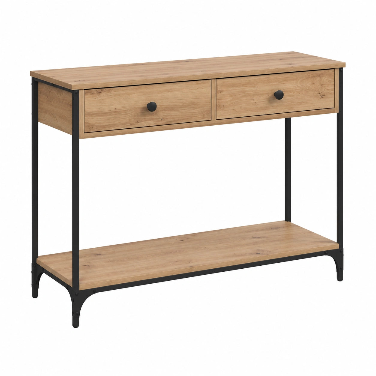 Table, avec tiroirs, en chêne, 100 x 34,5 x 75 cm, pour les espaces de vie
