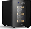 WIE Cave à Vin 6 Bouteilles 4–16℃ Porte Vitrée Panneau Tactile – noir/gris