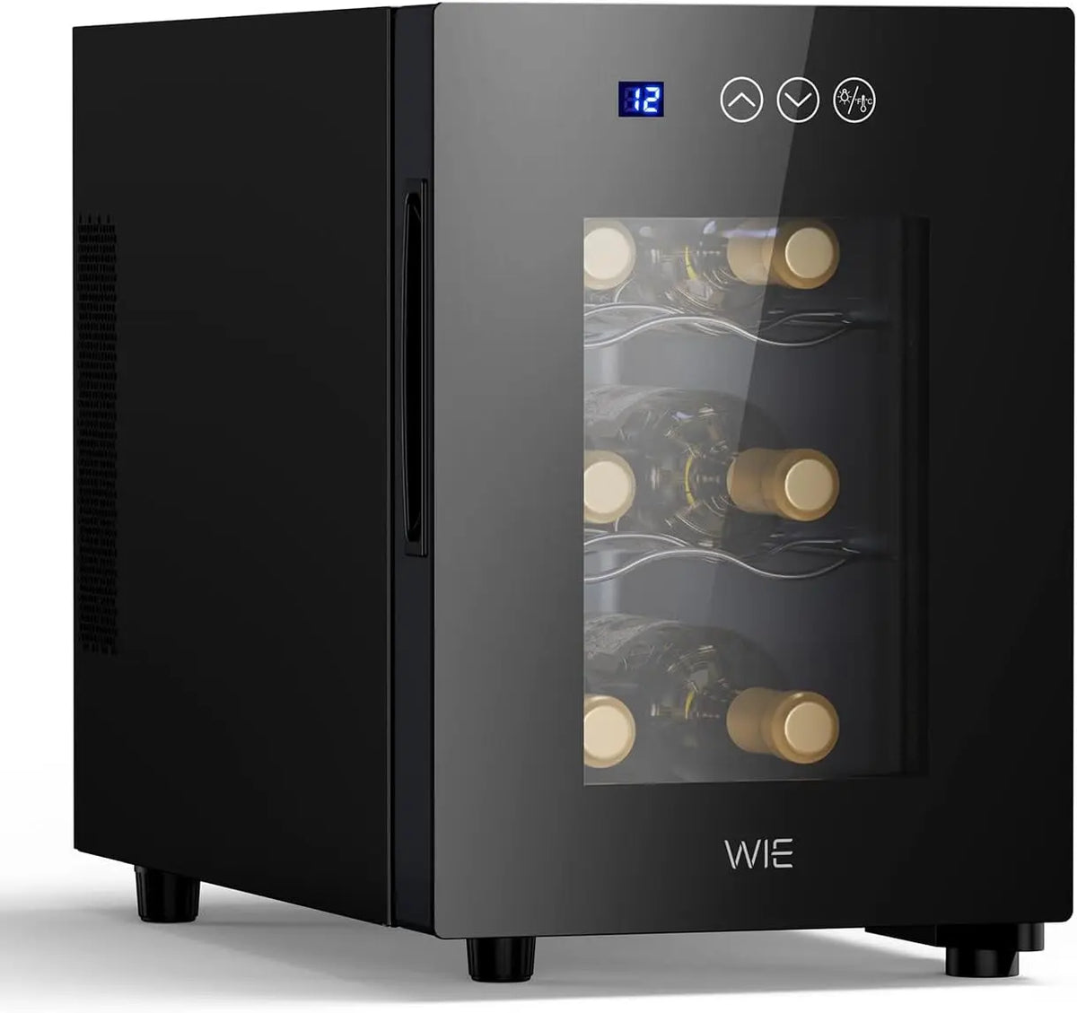 WIE Cave à Vin 6 Bouteilles 4–16℃ Porte Vitrée Panneau Tactile – noir/gris