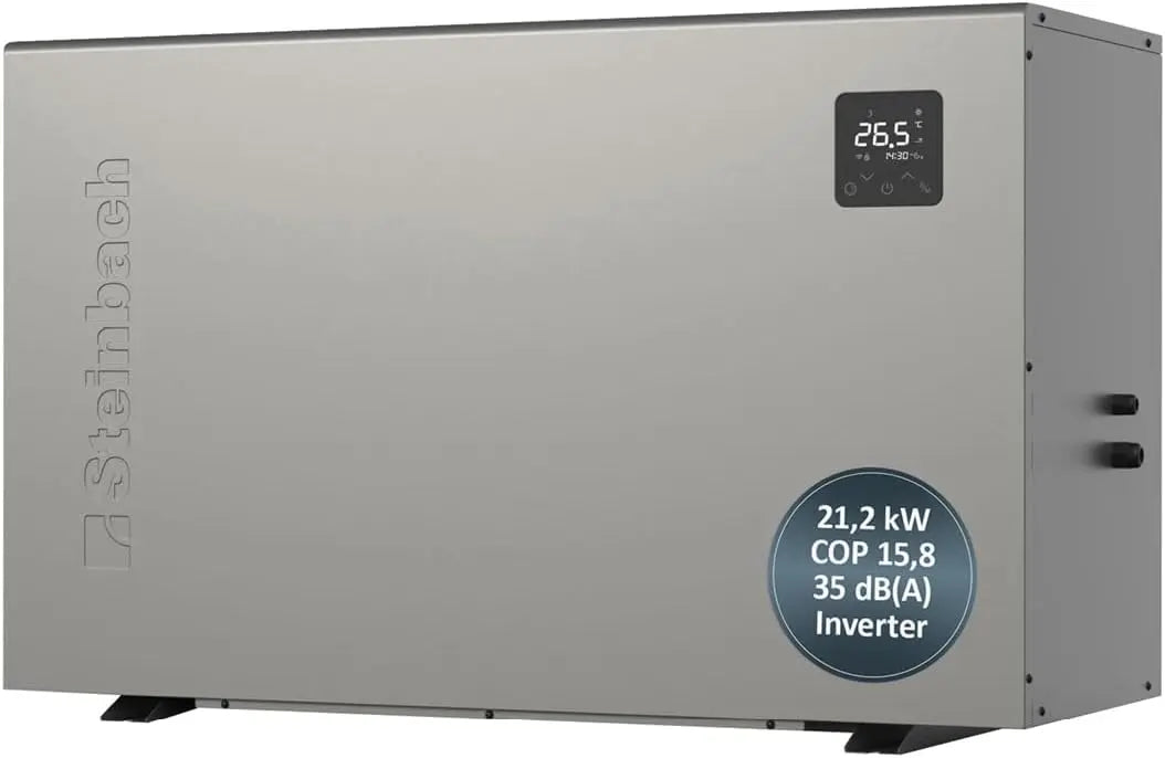 STEINBACH Pompe à chaleur silencieux 21,2-049319 - Pompe à chaleur Inverter pour piscines jusqu'à 80 000 – gris