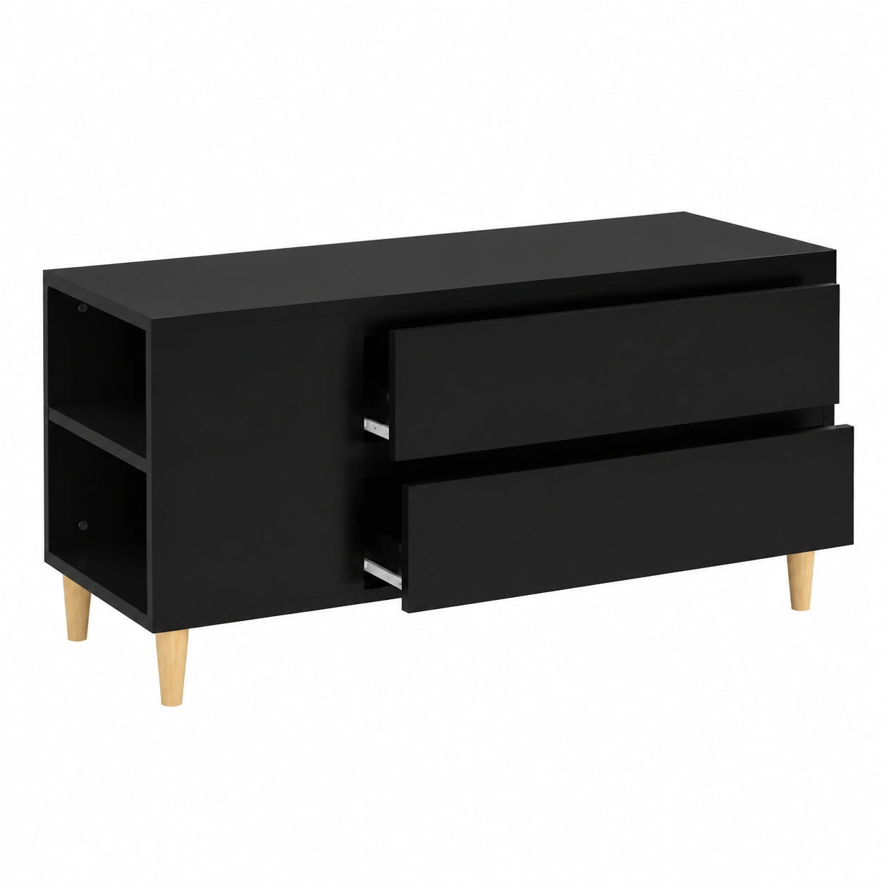 Meuble TV, avec rangement, avec tiroirs, coloris noir, 102 x 44,5 x 50 cm, pour le salon