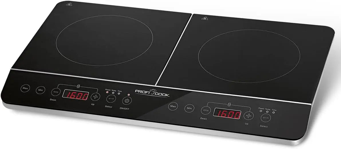 ProfiCook table de cuisson à induction avec surface en vitrocéramique – noir/gris