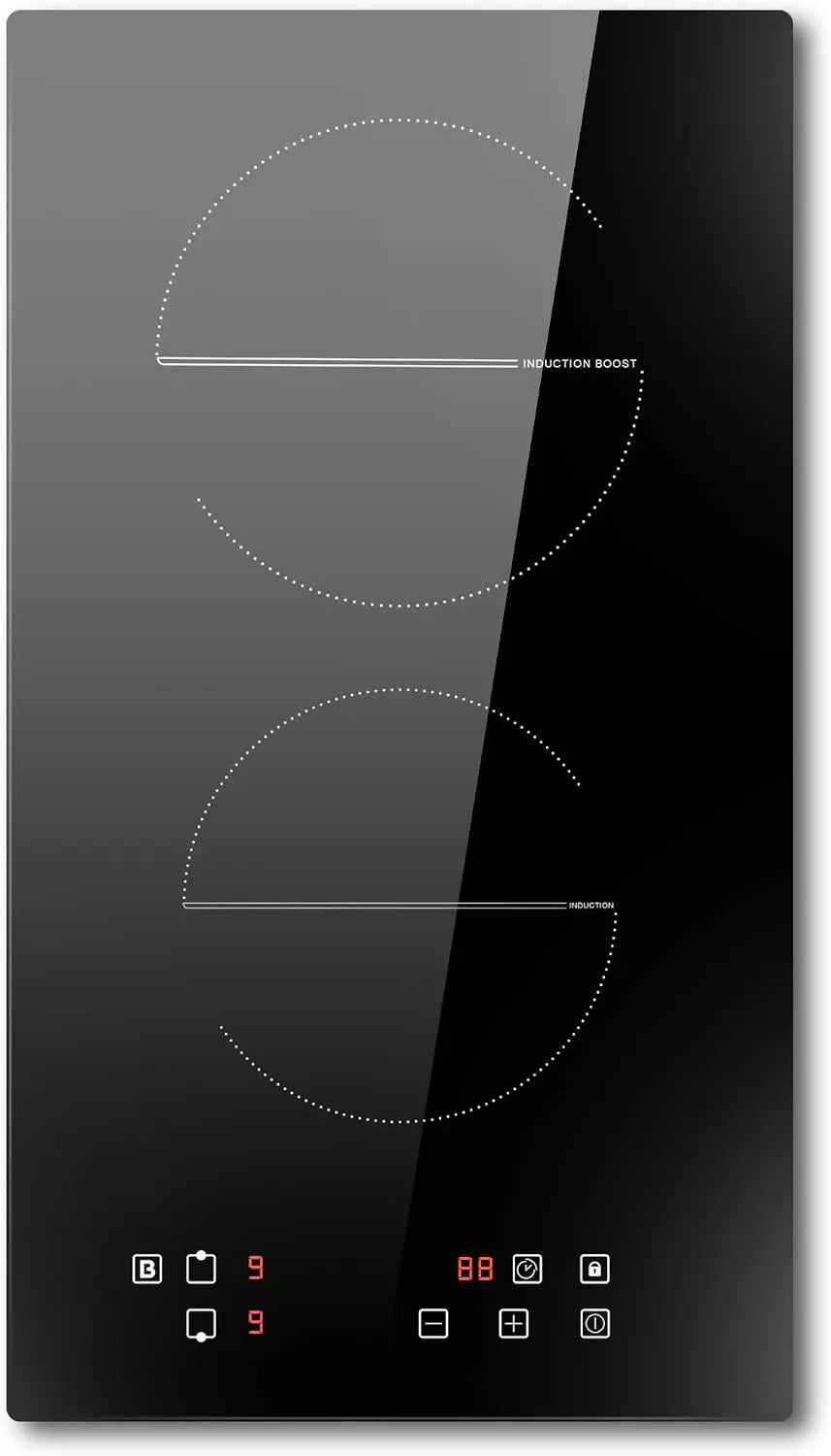 Plaque Induction 2 Feux Encastrable 30cm – 3500 W, noir/gris