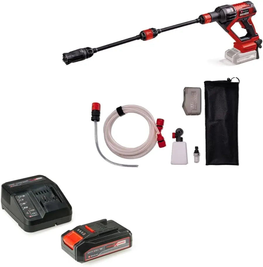 Einhell Pistolet-Nettoyeur Moyenne Pression sans Fil HYPRESSO 18/24-1 Power X-Change 18 V – 240 litres, 240 l/h, 2,5 Ah, gris/noir