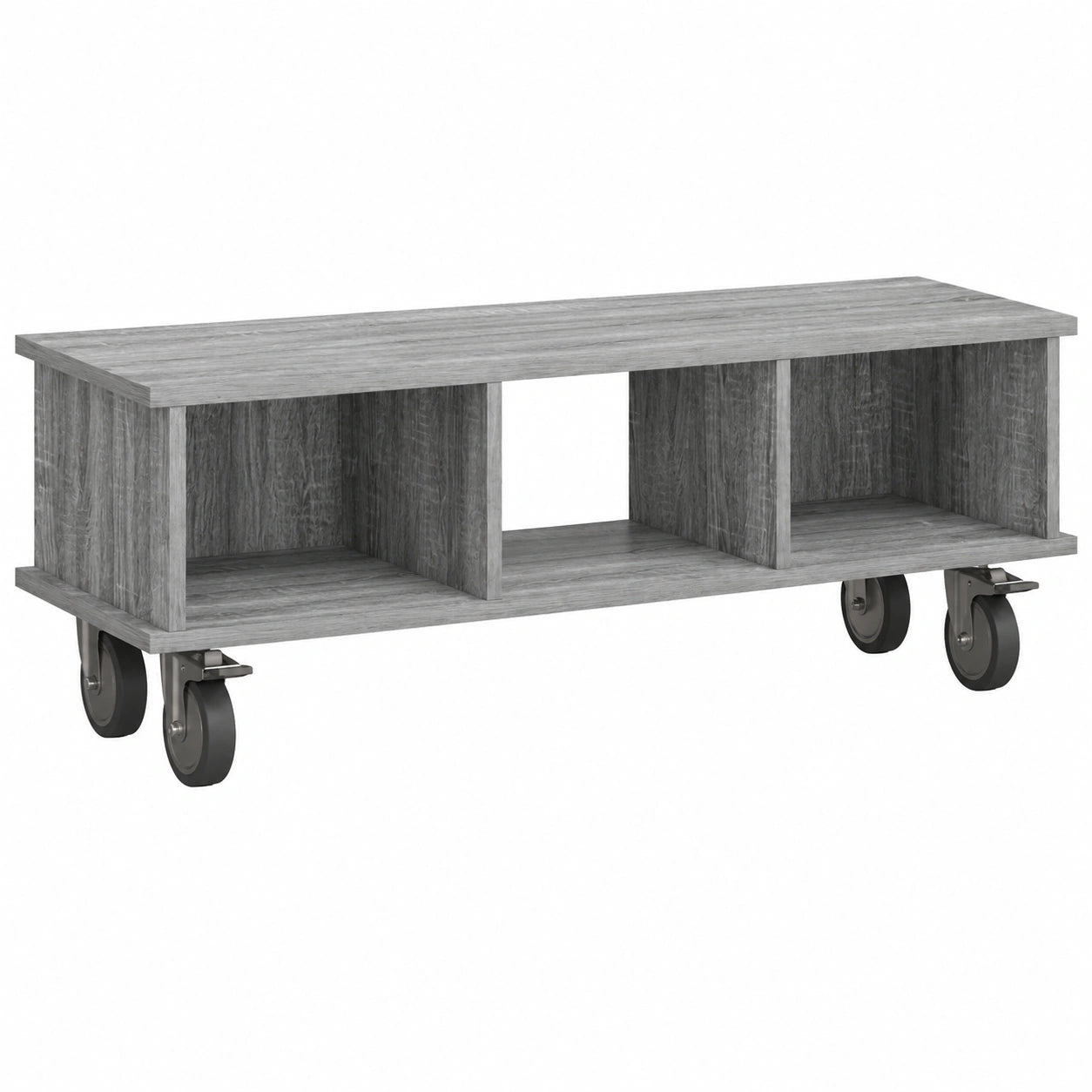 Meuble TV, avec rangement, coloris gris, 100 x 35 x 35 cm, pour le salon