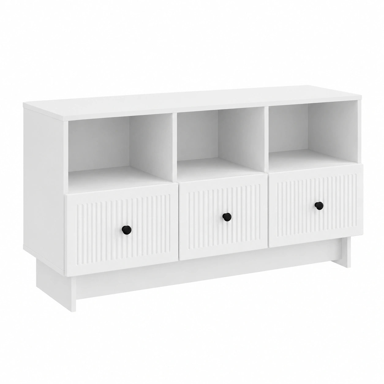 Meuble TV, avec rangement, avec tiroirs, coloris blanc, 102 x 34,5 x 50 cm, pour le salon