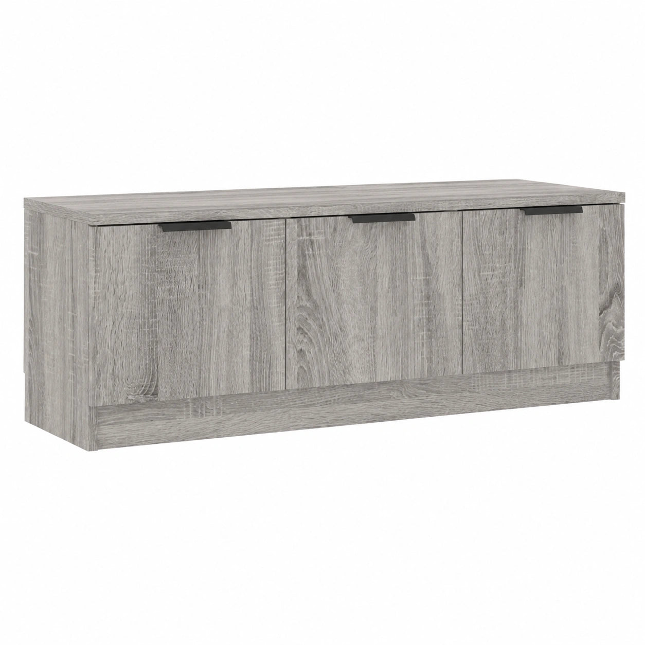 Meuble TV, avec rangement, avec tiroirs, avec portes, coloris gris, 102 x 35 x 36,5 cm, pour le salon