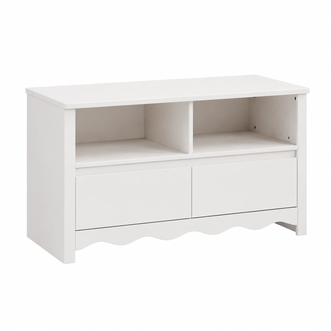 Meuble TV, avec rangement, avec tiroirs, avec étagères, coloris blanc, 99 x 43 x 55 cm, pour le salon