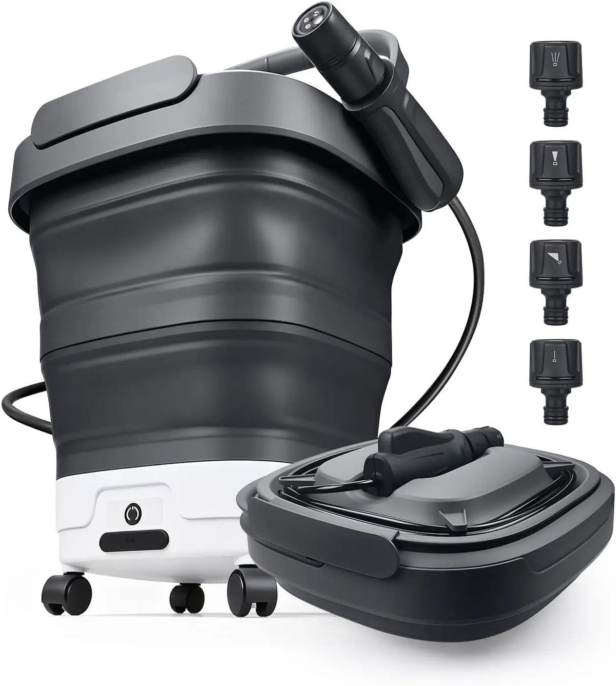Nettoyeur Haute Pression portable Pliable avec Réservoir d'Eau 12L par WanderS – sans fil, 45 W, 2 L/min, 2000 mAh, gris/noir