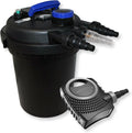 Wiltec Kit complet: CPF-250 Filtre de bassin à pression jusqu'à 10000 L avec 11W lampe uv – NEO8000, 11 W / 70 W, 8000 l/h, noir/gris