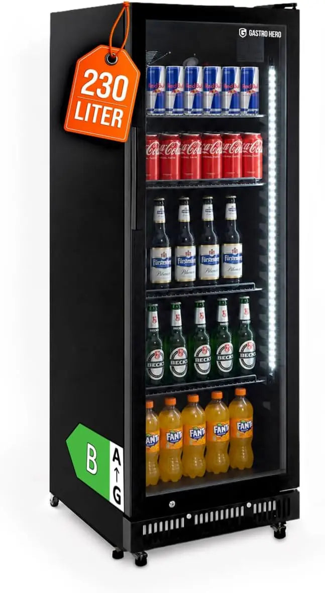 GastroHero GKSE230 Réfrigérateur de boissons 230 l Réfrigérateur de bouteilles avec porte en verre