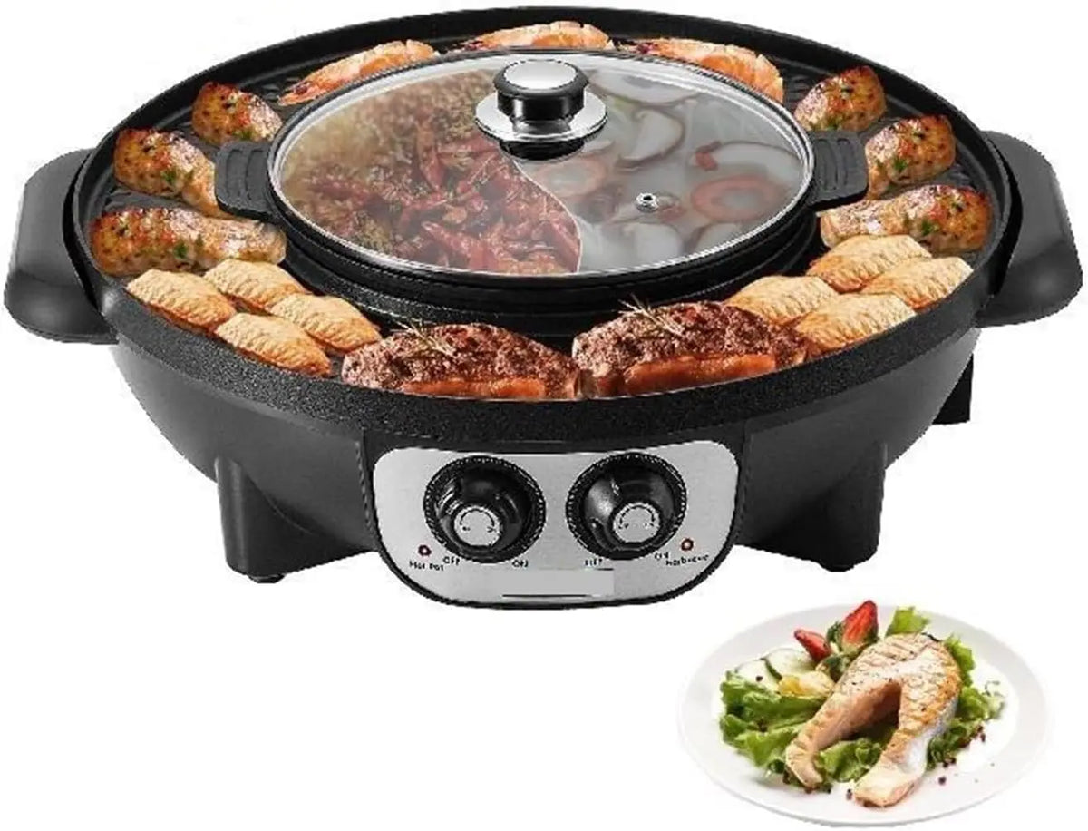 Grille de barbecue électrique 2 – 2200 W, 51,5 x 21 x 46 cm, 2 go, gris/noir
