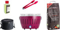 LotusGrill Small Compact Kit de démarrage pour barbecue au charbon de bois avec 1 kg de charbon de bois – gris/rouge