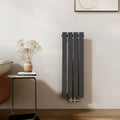 EMKE Mini radiateur design 900 x 304 mm vertical plat avec raccordement central 1 couche pour salle – 297 W, gris anthracite