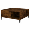 Table basse, en chêne et métal, avec rangement, 80 x 80 x 36,5 cm, pour le salon