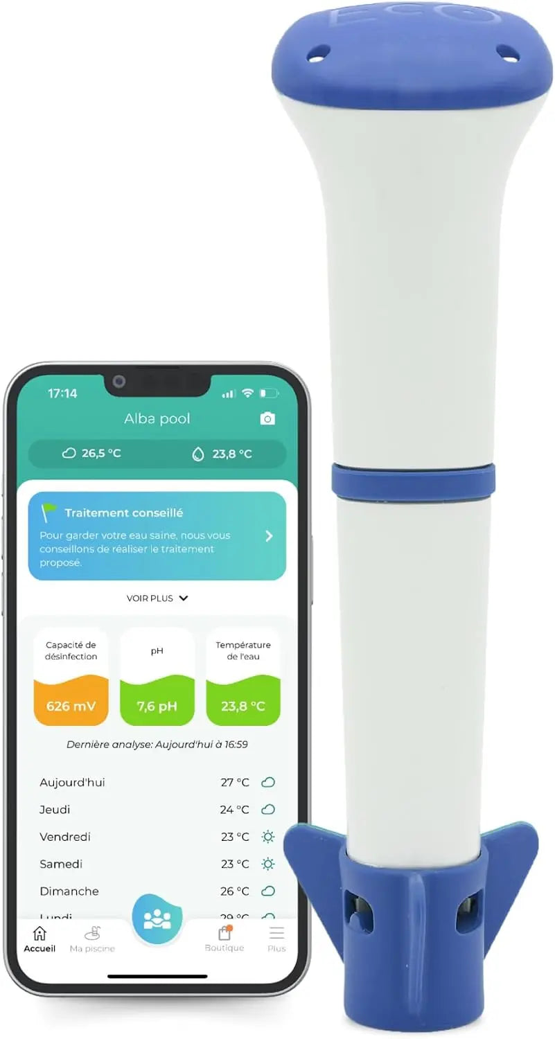 EcO Start Sel - Analyseur de Traitement de l'eau pour Piscine et Spa au sel EcO Salt – bleu/gris/vert