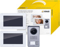 VIMAR K40911 Kit vidéophone bifamilial avec blocs d'alimentation multifiche – blanc/gris