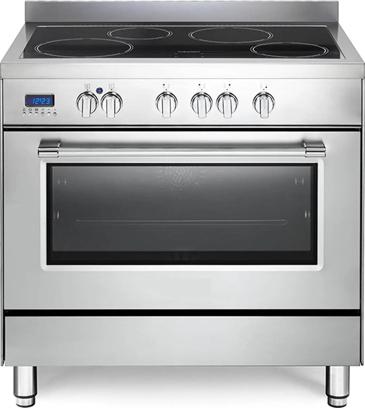 PRO96MXINED Cuisinière à induction 4 brûleurs avec four électrique 90 x 60 cm Inox – 10450 W, 2,24 kWh, argenté