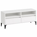 Meuble TV, avec rangement, avec tiroirs, 100 x 34,5 x 44,5 cm, coloris blanc, pour le salon