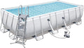 Bestway Power Steel Frame Piscine complète carrée avec Pompe à Filtre à Cartouche – 86 W, 5,678 l/h / 5678 l/h, 549 x 274 x 122 cm, gris