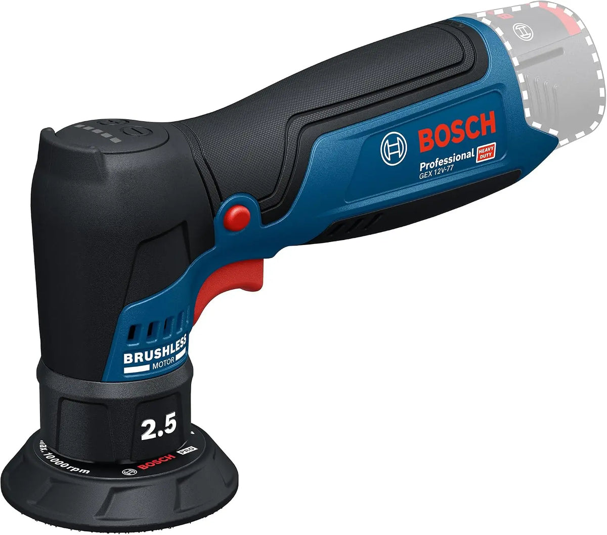 Bosch Professional 12V système Ponceuse excentrique sans fil GEX 12V-77 inclus support plateau velcro – gris/noir/bleu