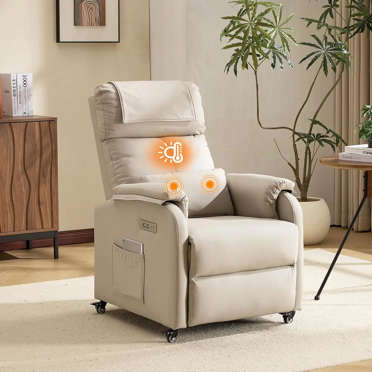 Bonnlo Fauteuil de relaxation – beige/gris