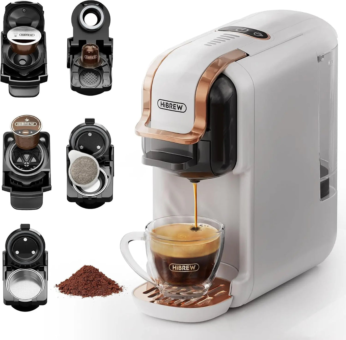HIBREW H2B Machine à café pour expresso – 600 ml / 240 ml, gris