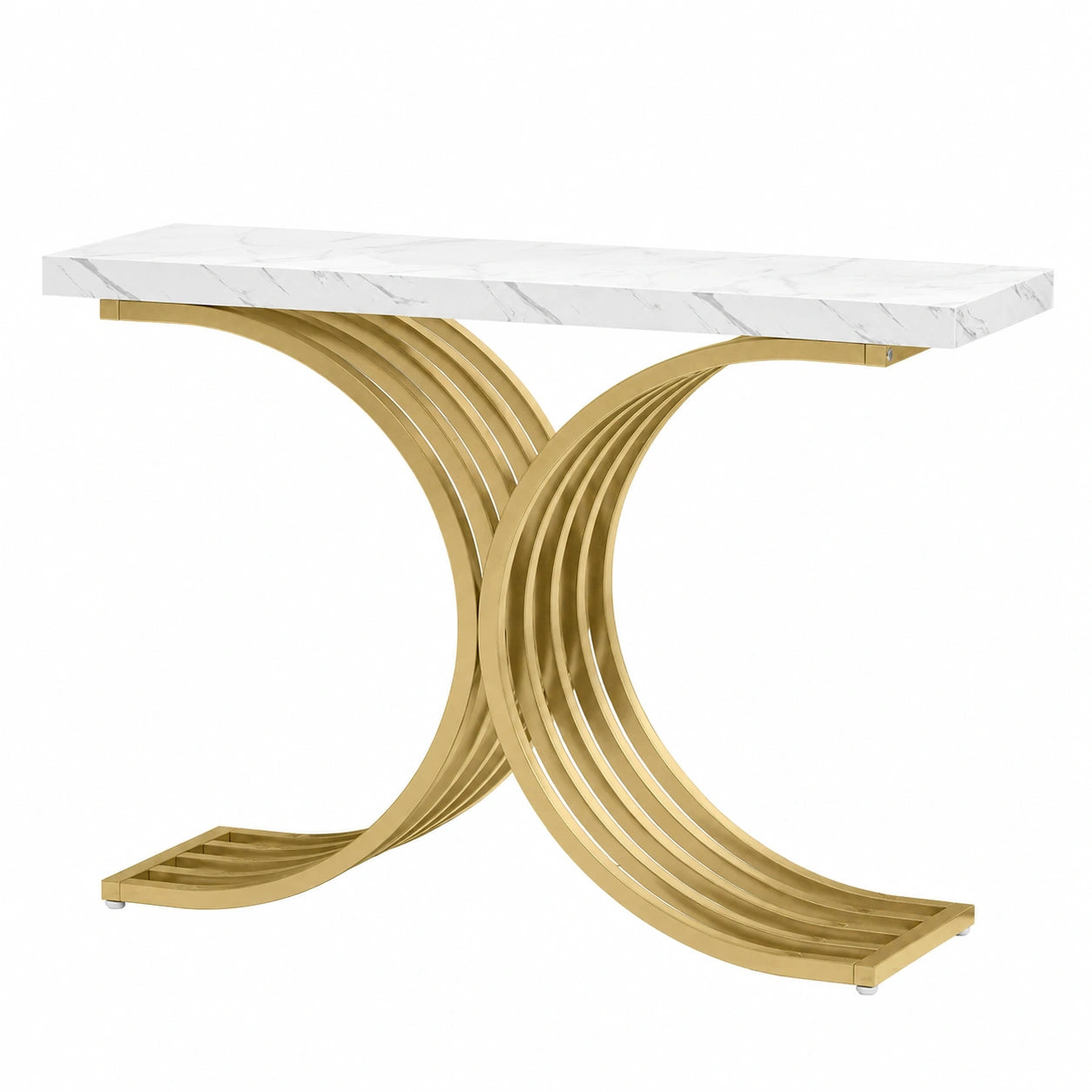Table basse, en métal, coloris doré, 100 x 30 x 80 cm, pour le salon
