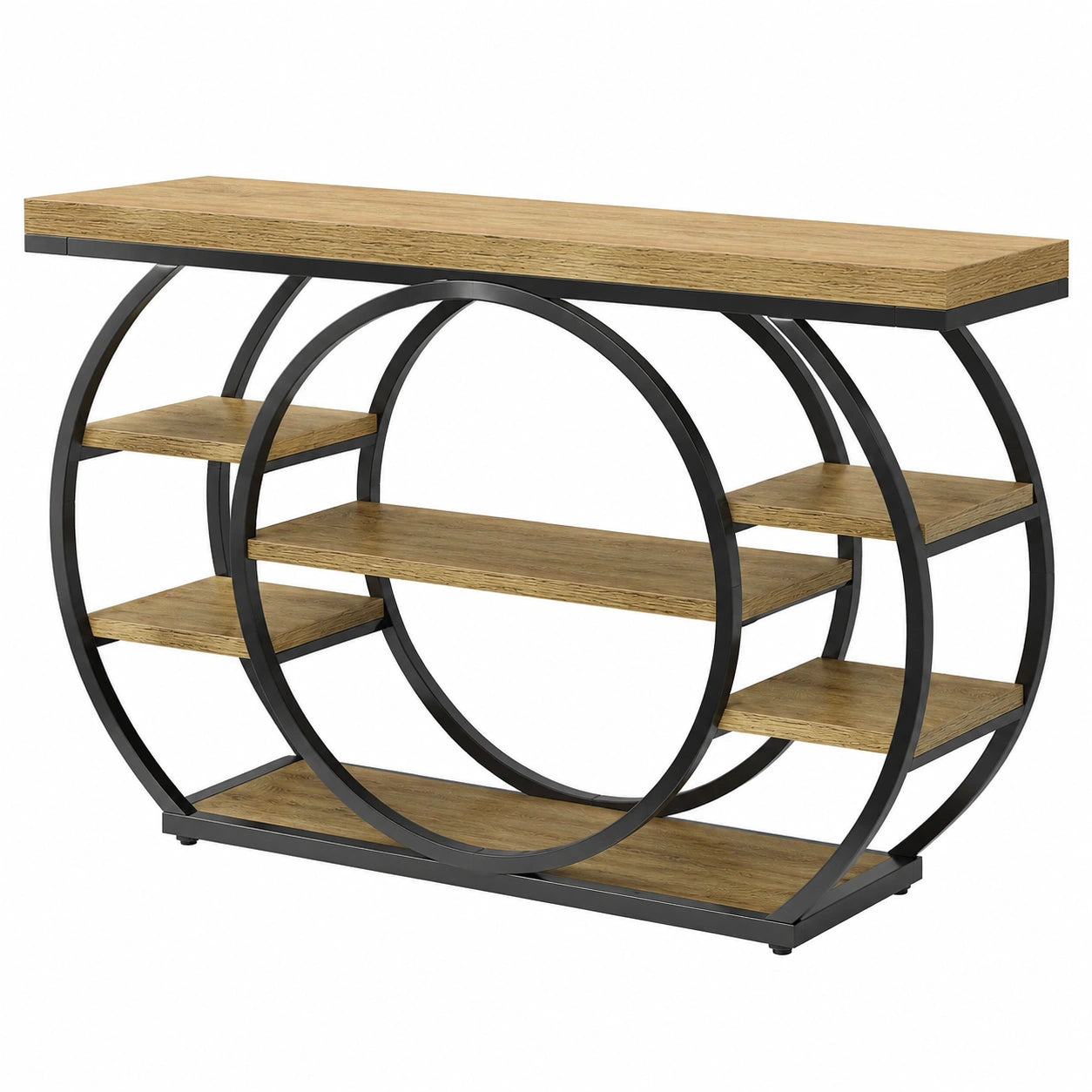 Table basse, avec rangement, avec étagères, coloris brun, 120 x 30 x 80 cm, pour le salon