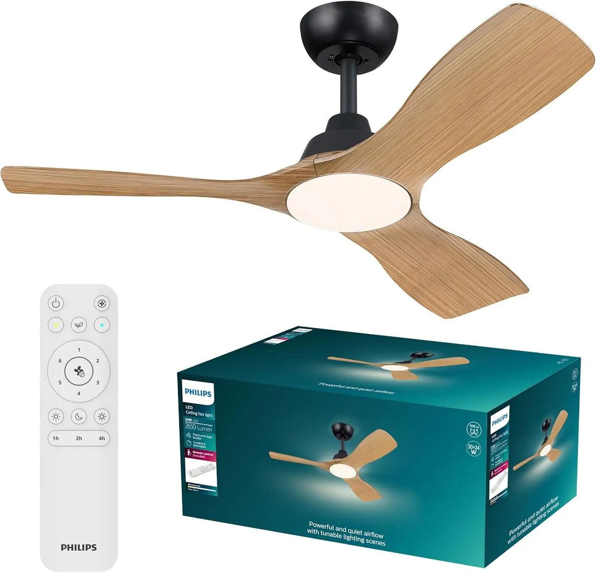 PHILIPS Olas Plafonnier Ventilateur 3 Pales – noir