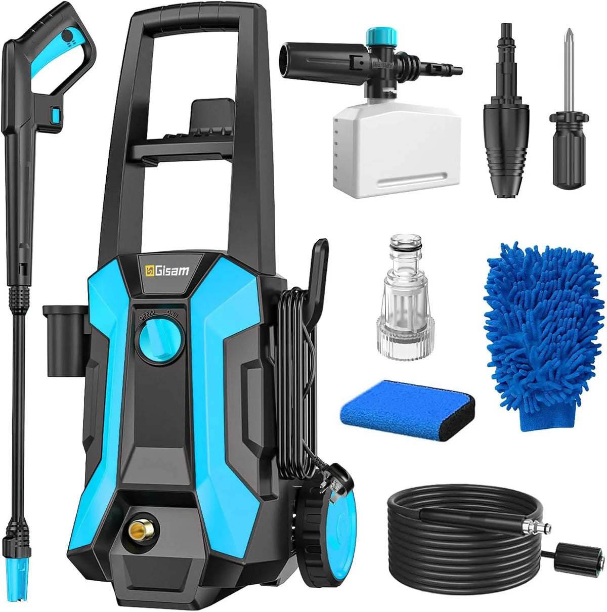 Gisam 2200W Nettoyeur Haute Pression – 480 l/H, gris/bleu/noir