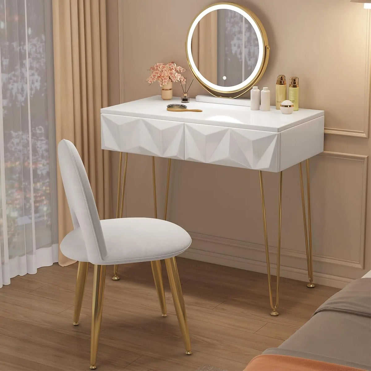 EUGAD Coiffeuse avec Miroir – gris
