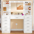 Grande Coiffeuse avec Miroir LED et Prise – blanc