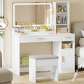 HEXCELEN 108cm Coiffeuse avec Miroir et Tabouret – blanc