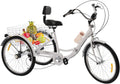 Tricycle 24 Pouces 7 Vitesses pour Adultes Seniors – gris/noir