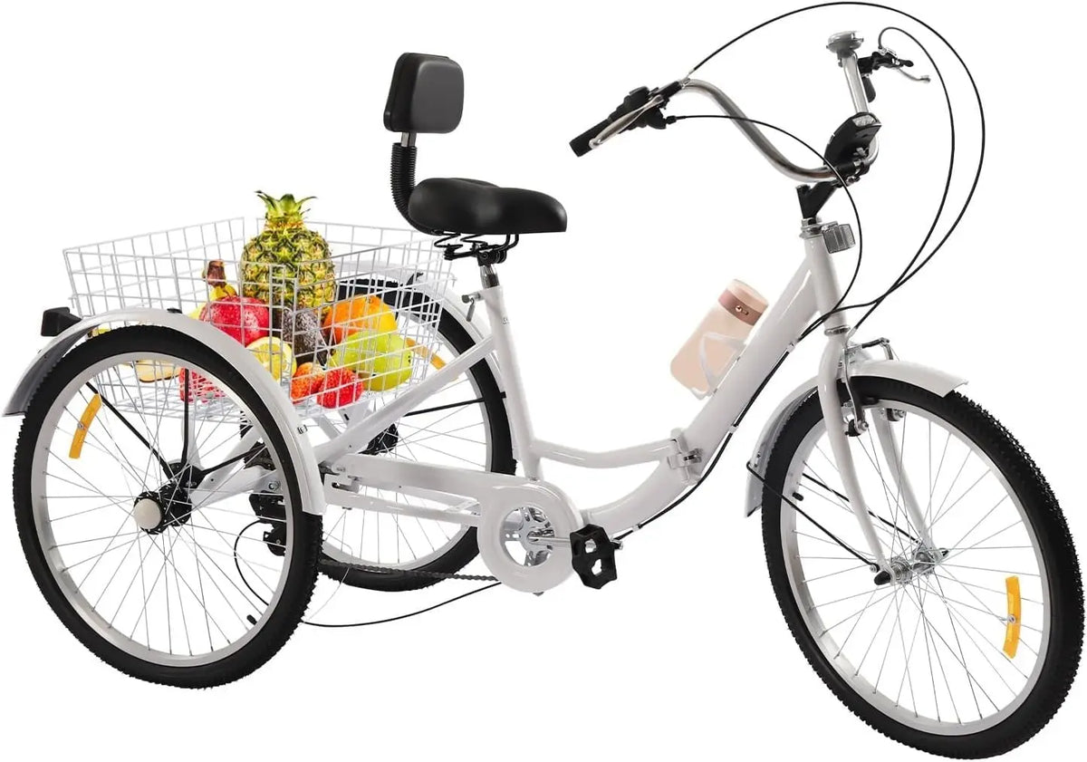 Tricycle 24 Pouces 7 Vitesses pour Adultes Seniors – gris/noir