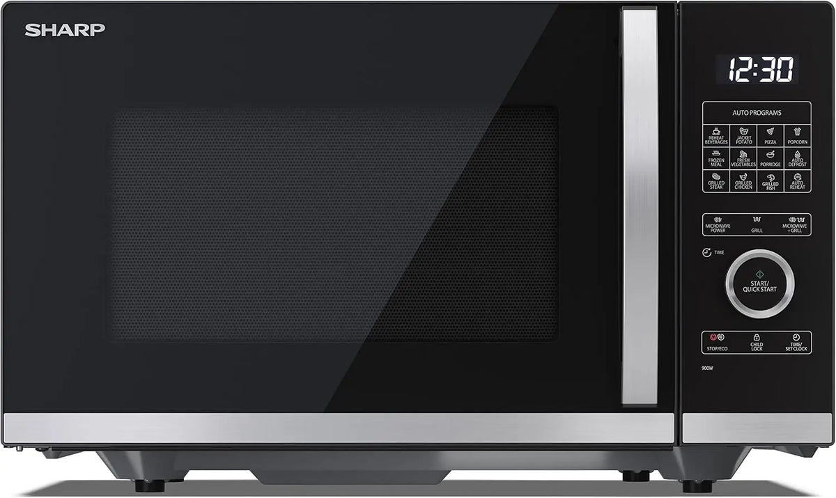 Sharp YC-QG254AE-B Four Micro-ondes + Grill 25 litres 'Sans plateau tournant' – 900 W, noir