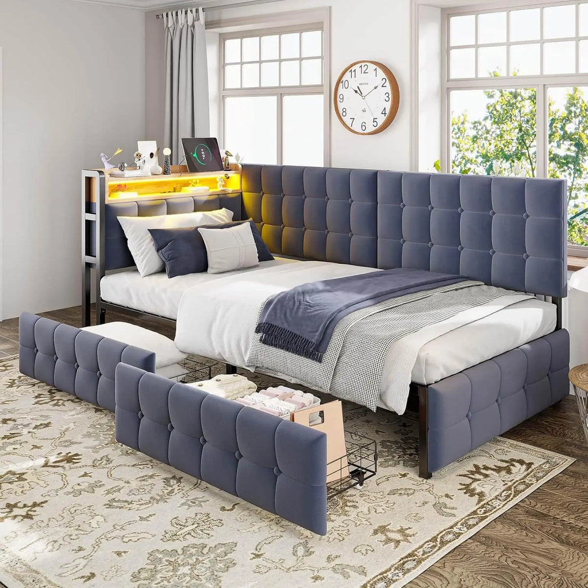 EURHCIO Canapé Lit Une Place 90x200cm Rembourré – A-90X200, gris