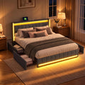 Lit 160x200 avec Sommier et LED – gris