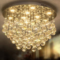 OUKANING 9 lumières Lustre moderne K9 Cristal Lustre Luminaire moderne encastré Plafonnier Goutte – 50 W / 9 W, beige/gris/marron