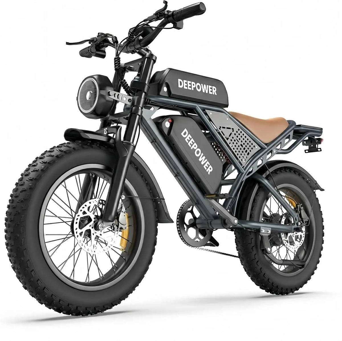 DEEPOWER S8 Vélo Électrique À Double Moteur – 60 Ah, gris/noir