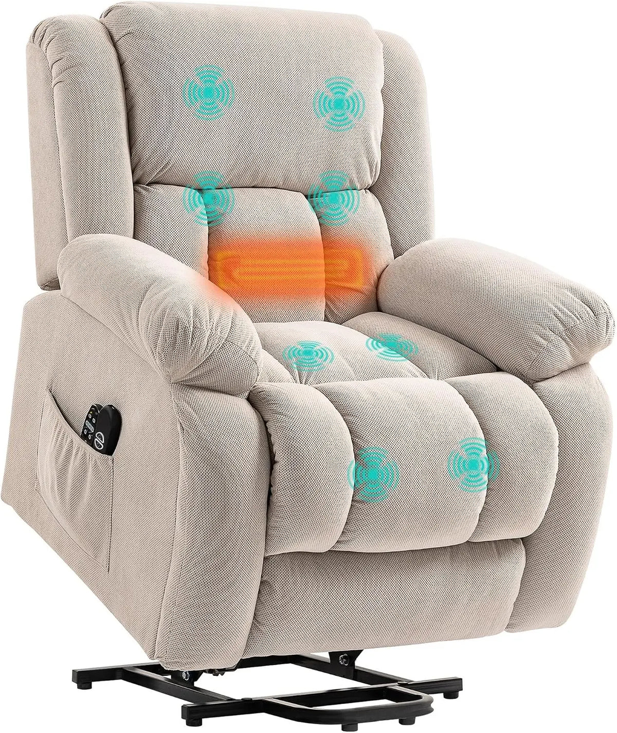 HOMCOM – Fauteuil Releveur Électrique Chauffage Massage Relax Beige